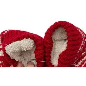 Cozy Red Knit fuzzy Slipper Socks | Sherpa Lined | 11 in opening X 13" long ❄️
